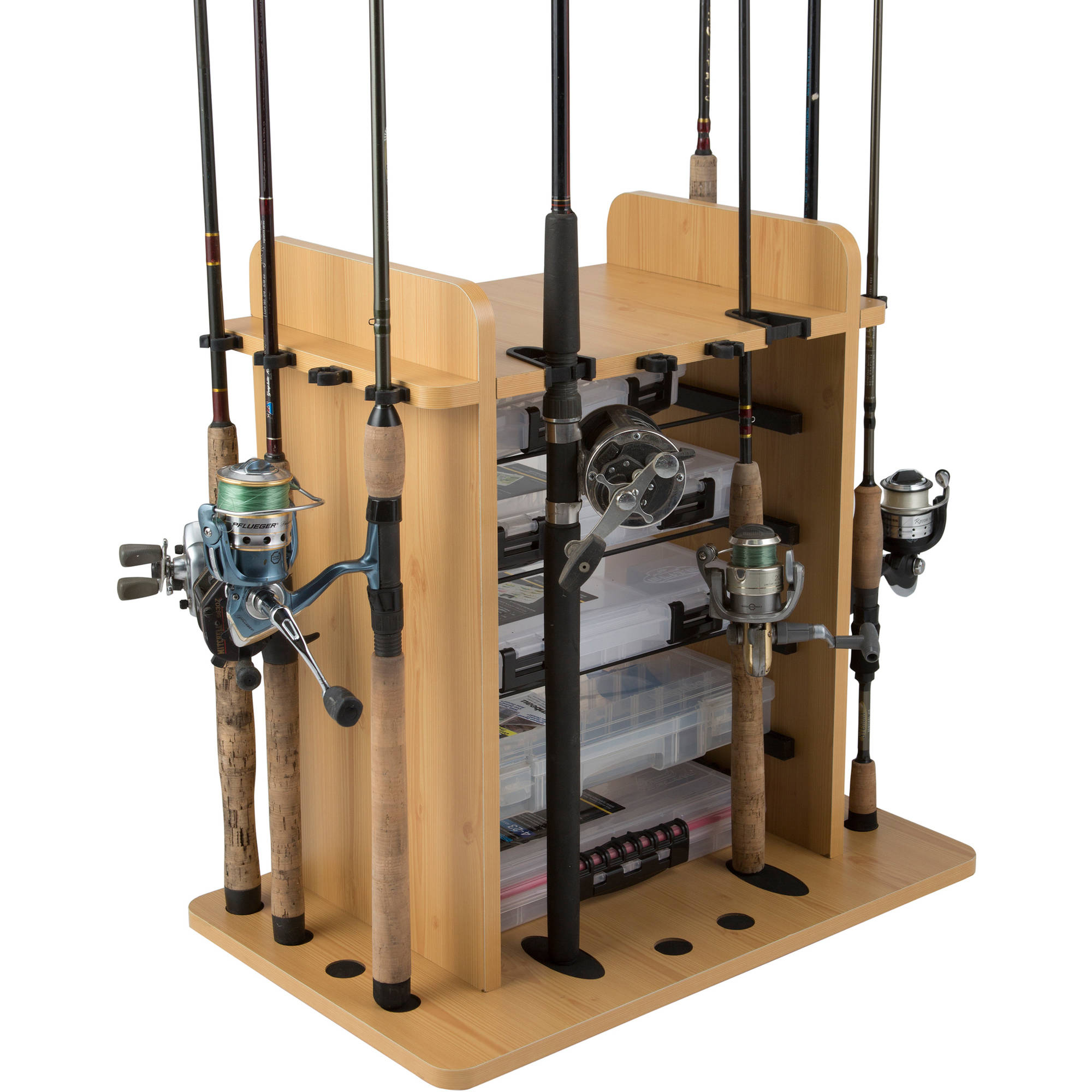 Rush Creek Creations 14 Fishing Rod Rack with 4 Utility Box Storage Capacity & Dual Rod Clips - Features a Sleek Design & Wire Racking System - image 1 of 8