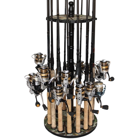 Rush Creek Creations 16 Fishing Rod Round Floor Rack-Wood Pole Organizer