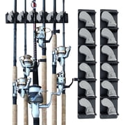 Rush Creek Creations Wall Mounted Fishing Rod Rack, 6 Rod Capacity, 2-Pack, Vertical Storage