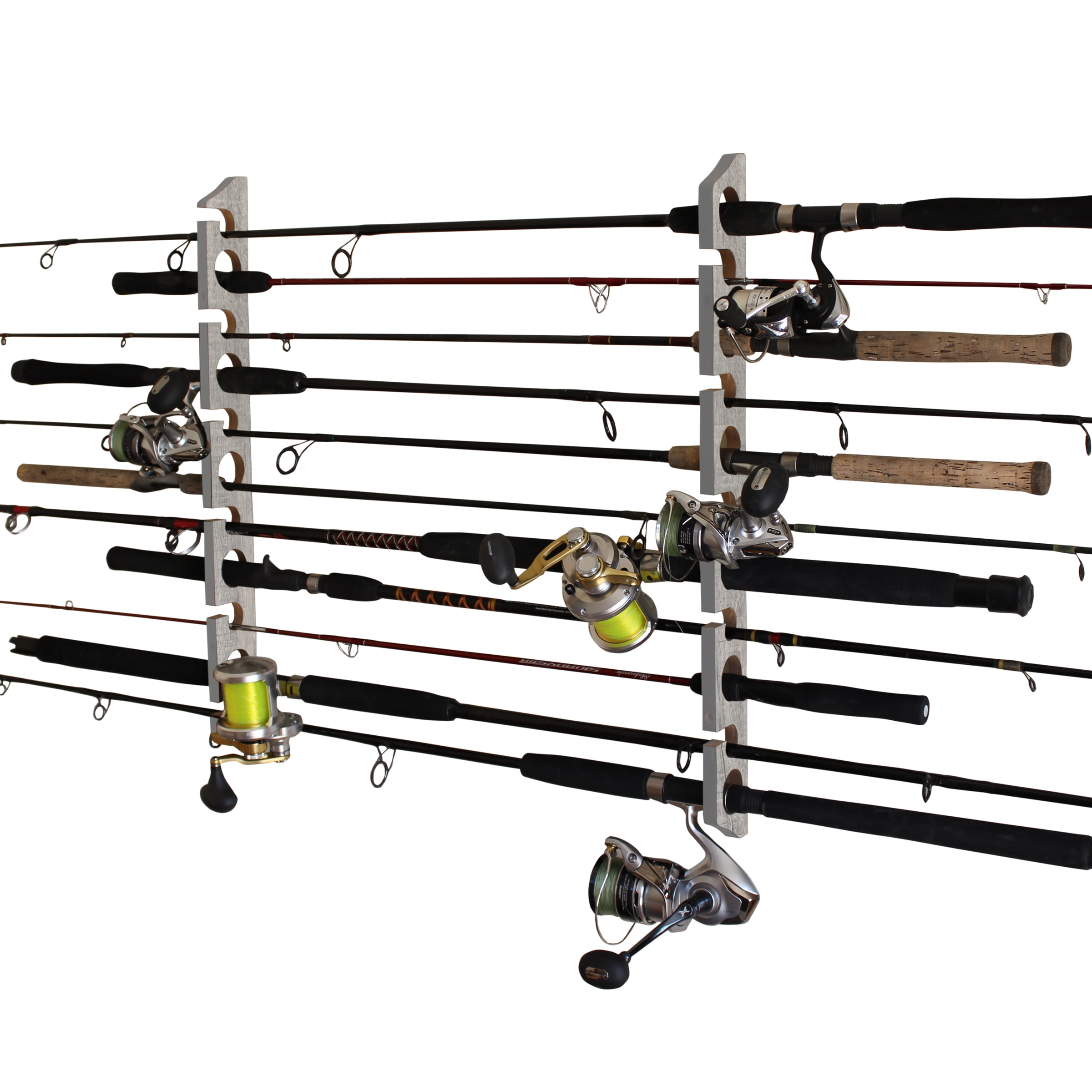 Rush Creek Creations 2 in 1, 11 Fishing Rod Wall and Ceiling Rack 