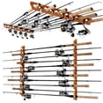 thumbnail image 1 of Rush Creek Creations 2-in-1 Fishing Rod Storage Rack, 11-Rod Wall and Ceiling Mount Holder, American Cherry Finish, 1 of 7