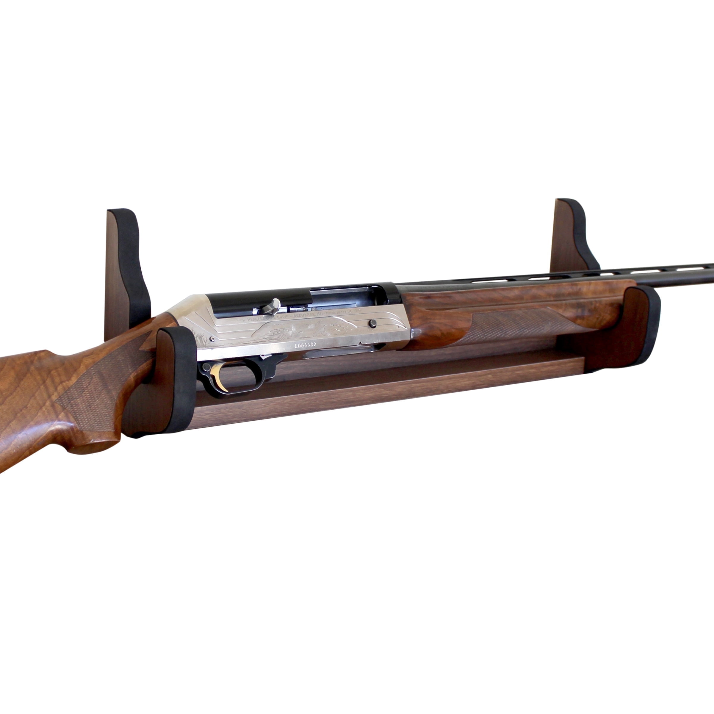 Rush Creek Creations Single Gun Wall Rack, Dark Walnut Padded Rifle or Shotgun Horizontal Display 21 x 5 x 7 in