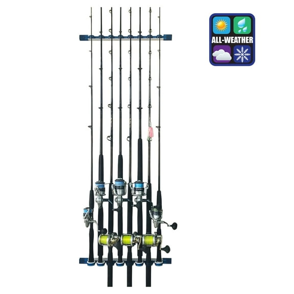 Rush Creek Creations 3 in 1 All Weather 8 Fishing Rod/Pole Storage Wall/Ceiling Rack