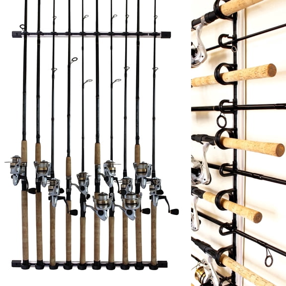 Rush Creek Creations Aluminium Fishing Rod Holder, Wall/Ceiling Mounted Storage Rack, 11 Rod Capacity
