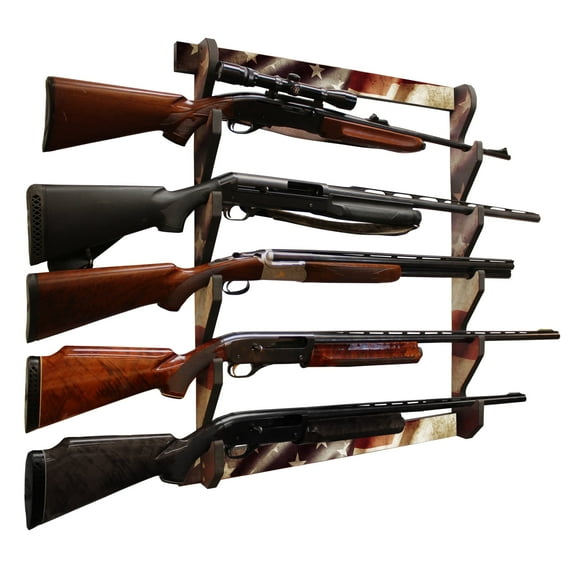 Rush Creek Creations 5-Gun Wall Rack Americana Secure Mount for Shotguns and Rifles