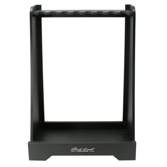 Rush Creek Creations Freestanding Indoor and Barn Wood 8-Gun Rack for Rifles or Shotguns, Gun Storage for 8 Real Guns, Alternative to Gun Safe for Rifles, Black