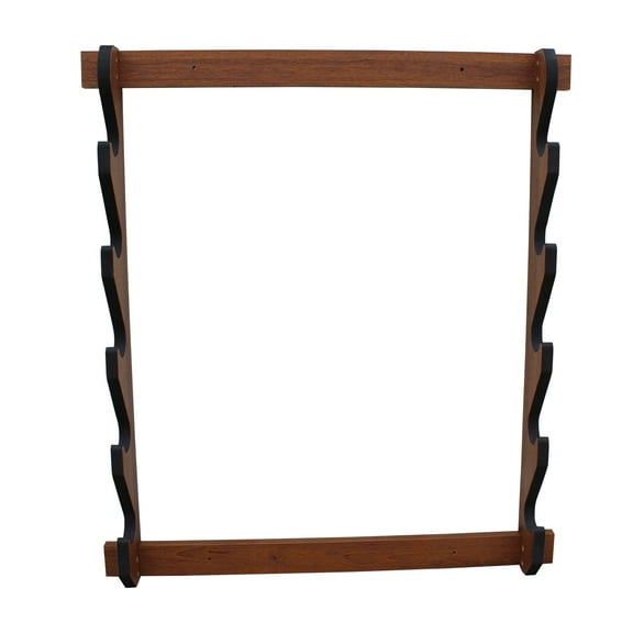 Rush Creek Creations Indoor 5 Rifle/Shotgun Wall Storage Display Rack Dark Walnut Finish - Convenient Easy Assembly