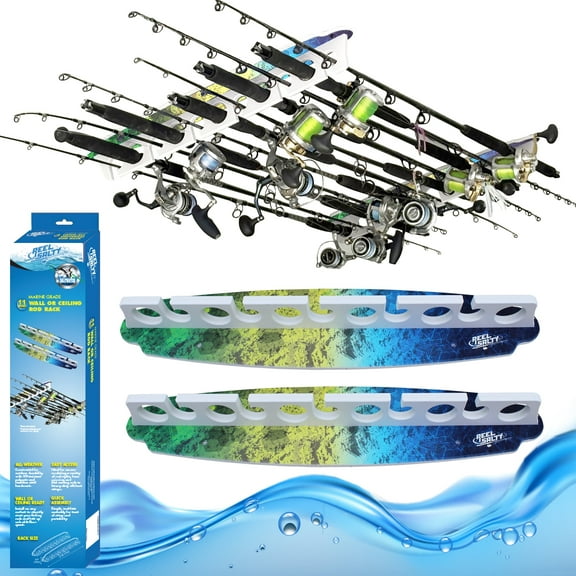 Rush Creek Creations Reel Salty Fishing Rod Wall Storage 11 Rod Capacity - Reel Salty Marine Grade
