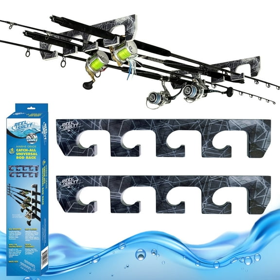 Rush Creek Creations Reel Salty Fishing Rod Wall/Ceiling Holder 4 Rod Capacity-Reel Salty Marine Grade