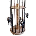 thumbnail image 1 of Rush Creek Creations Rustic Wood Round Spinning 30 Fishing Rod Storage Rack with 360 Degree Swivel Base, 1 of 8