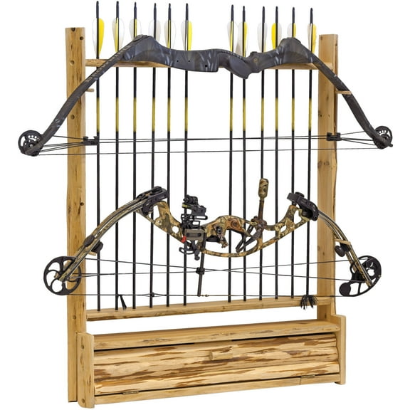 Rush Creek Creations Rustic Pine 2 Bow 12 Arrow Wall Storage Rack