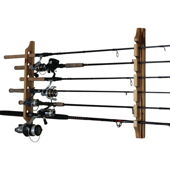 Rush Creek Creations Fishing Rod Wall and Ceiling Rack 6 Rod Capacity-Vertical/Horizontal Mount