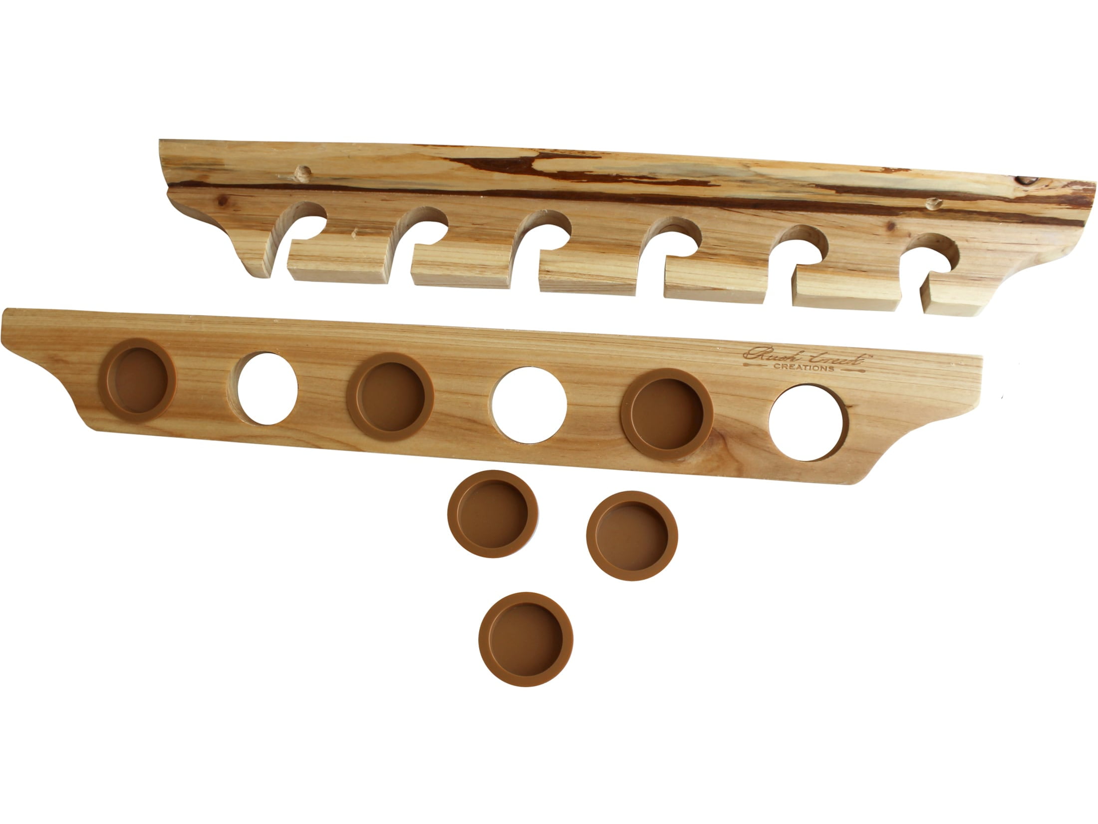 Rustic Light Brown Wood Wall-Mounted Fishing Rod Rack