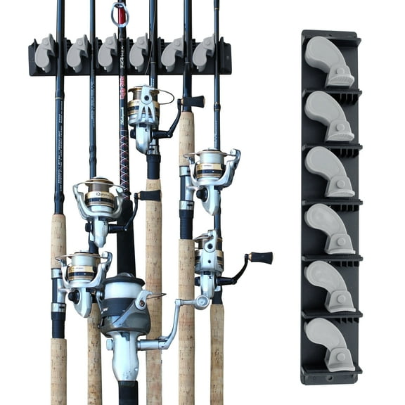 Rush Creek Creations Fishing Rod Wall Rack 6 Rod Capacity - Vertical Design