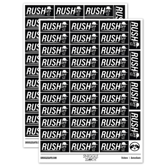 Rush Expedited Order Shipment Running Person Sticker Set - Black - Matte Finish - 1.5" Small