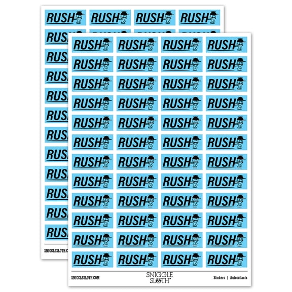 Rush Expedited Order Shipment Running Person Sticker Set - Light Blue - Gloss Finish - 1.25" Mini