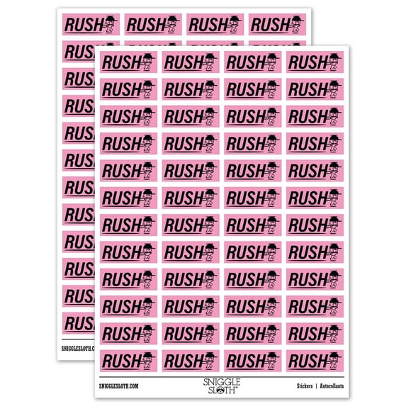 Rush Expedited Order Shipment Running Person Sticker Set - Light Pink - Gloss Finish - 1.25" Mini