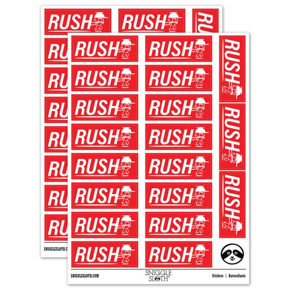 Rush Expedited Order Shipment Running Person Sticker Set - Red - Matte Finish - 2.00" Large