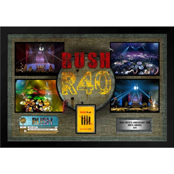 Rush Framed 40th Anniversary Tour with Commemorative Ticket and Backstage Pass