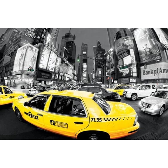 Rush Hour Times Square - Yello Poster Print (36 x 24)