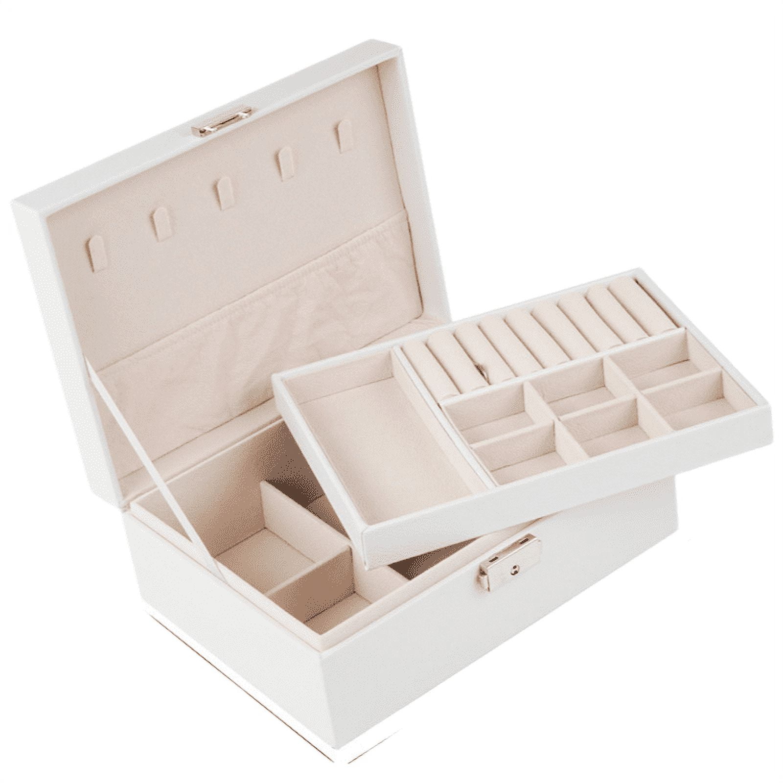 Rush Jewelry Box Organizer, 2-Layer Lockable Jewelry Box, Soft