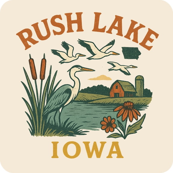 Rush Lake Iowa Keepsakes Souvenir Vinyl Sticker – Destination Travel Keepsake Collectible (4-Inches Wide)