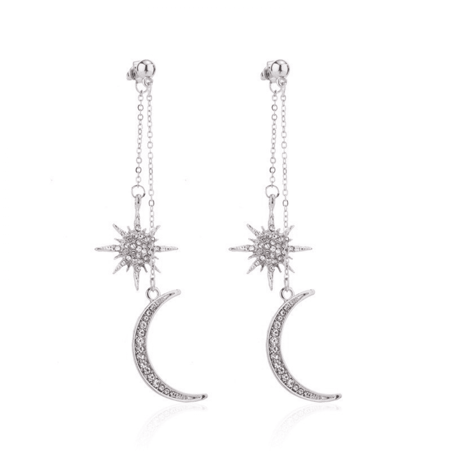 Cute Celeste Moon Sun Stars And Raw Quartz Dangle Earrings For Women Gift  Goddess Stone Celestial Drop Jewelry - AliExpress