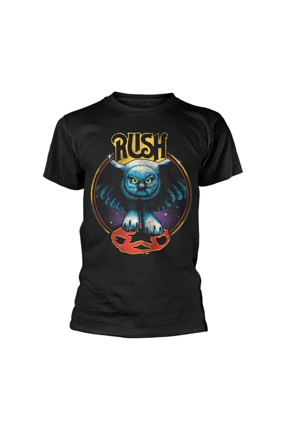 Rush Men's Owl Star T-Shirt Black Small | Officially Licensed Merchandise