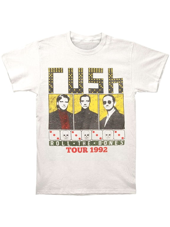 Rush Men's Roll The Bones 1992 Tour Slim Fit T-Shirt White Small | Officially Licensed Merchandise