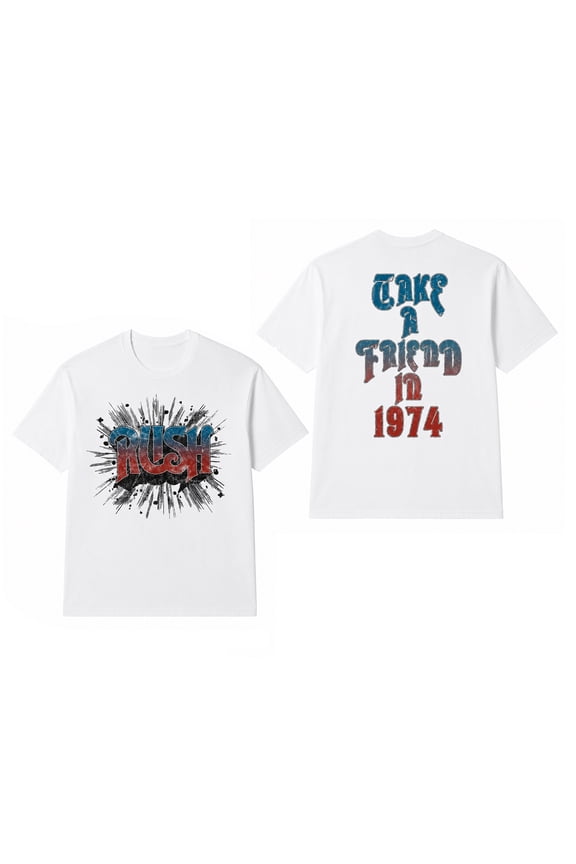 Rush Men's Take A Friend In 1974 T-Shirt White Small | Officially Licensed Merchandise