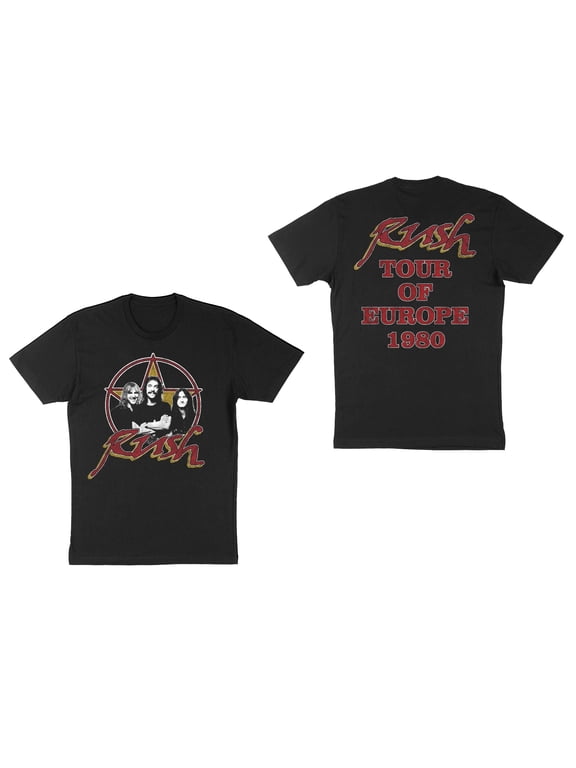 Rush Men's Tour of Europe 1980 T-Shirt Black Medium | Officially Licensed Merchandise
