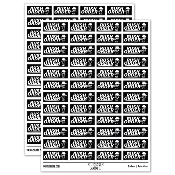 Rush Order Expedited Shipment Running Person Sticker Set - Black - Matte Finish - 1.25" Mini