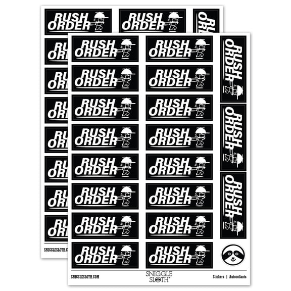 Rush Order Expedited Shipment Running Person Sticker Set - Black - Matte Finish - 2.00" Large