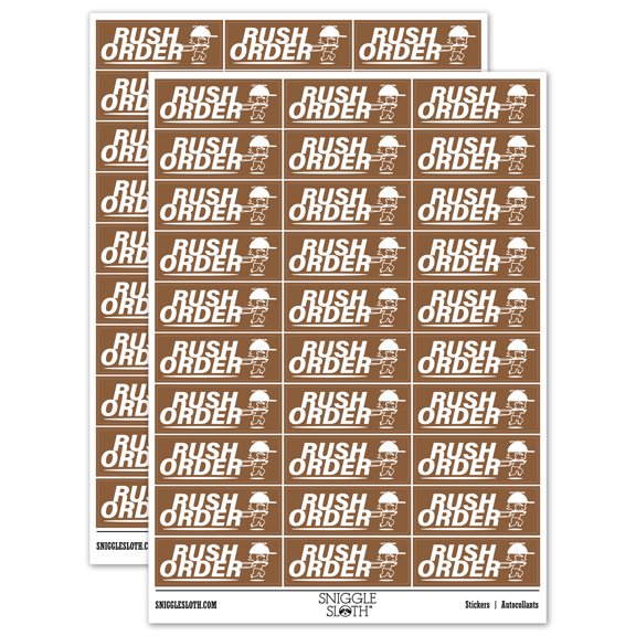 Rush Order Expedited Shipment Running Person Sticker Set - Brown - Matte Finish - 1.75" Medium