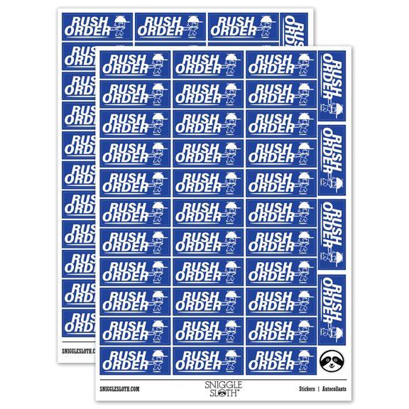 Rush Order Expedited Shipment Running Person Sticker Set - Dark Blue - Gloss Finish - 1.5" Small
