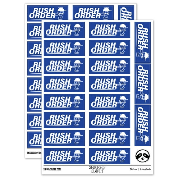 Rush Order Expedited Shipment Running Person Sticker Set - Dark Blue - Matte Finish - 2.00" Large