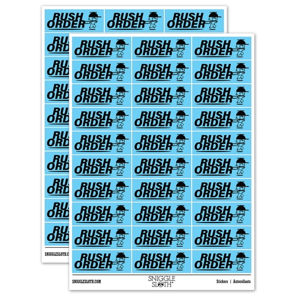 Rush Order Expedited Shipment Running Person Sticker Set - Light Blue - Matte Finish - 1.75" Medium