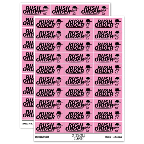 Rush Order Expedited Shipment Running Person Sticker Set - Light Pink - Gloss Finish - 1.75" Medium