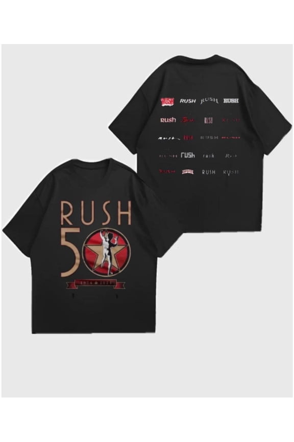 Rush R50 Tour T-Shirt, Vintage Rock Band Fan Apparel, Gift For Fan ,Black Color,Size 2XL