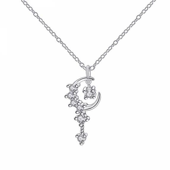 Rush S925 Sterling Silver Lucky Moon Love Heart Necklace for Women Daughter Girlfriend S4580