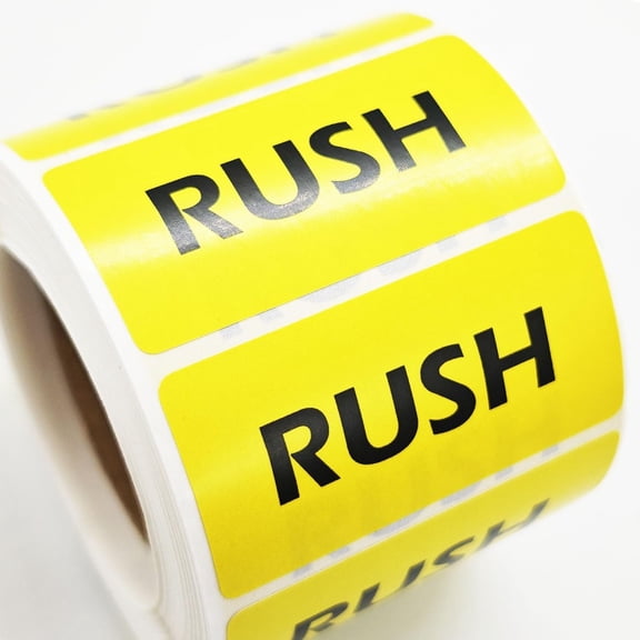 Rush Shipping Labels 1"x2" 500-Pack, Yellow Priority Handling Stickers