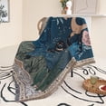 thumbnail image 1 of Rush Throw Blanket with Fringe for Couch Bed Soft Decorative Cozy Woven Knit Warm Bed Throws Reversible for Chair, Sofa, Living Room, Bedroom - 51x63 inches (A33) S004, 1 of 5