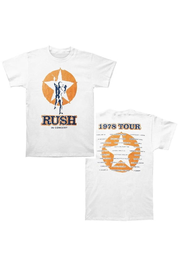 Rush UK Tour 1978 In Concert Starman Logo White w/ Dates T-Shirt (XL)