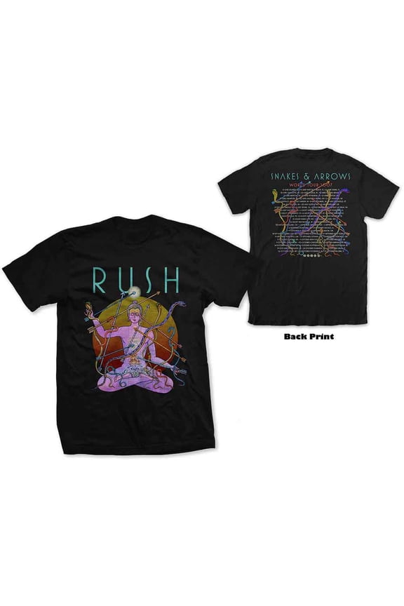 Rush Unisex T-Shirt Snakes & Arrows Tour 2007 (Back Print) (Small)