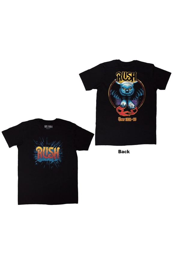 Rush Unisex T-Shirt Tour '74-'75 (Black) (Back Print) (Medium)