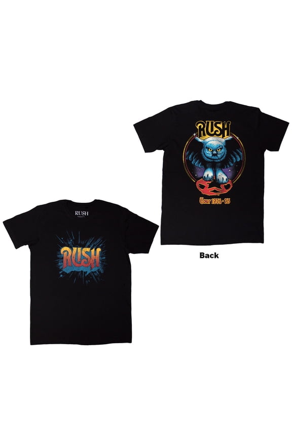 Rush Unisex T-Shirt Tour '74-'75 (Black) (Back Print) (XX-Large)