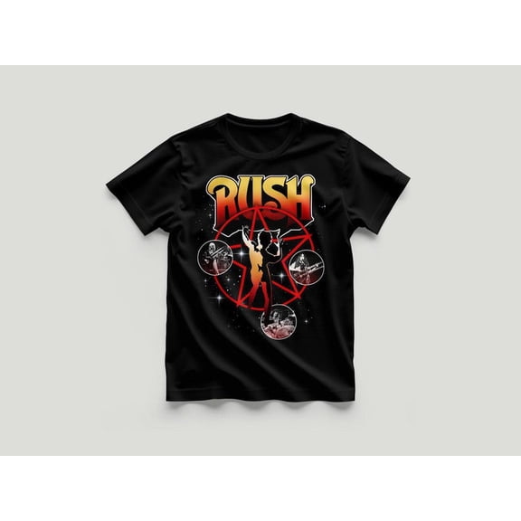 Rush Vintage Band Tee Retro Star Emblem Graphic Shirt Classic Rock Music Tour Style Concert Art Design Unisex Cotton T-Shirt, Sizes S-5XL