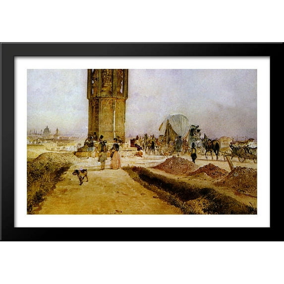 Rush hour traffic on the national road 40x26 Large Black Wood Framed Print Art by Rudolf von Alt