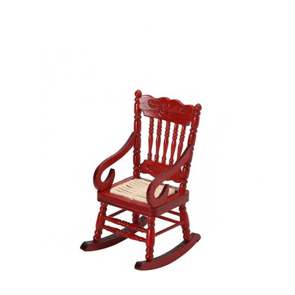 Rushawy 1:12 Scale Rocking Chair Handcrafted Detail Miniature Rocking Chair high Detailed Mini Wooden Rocker for Doll Collectors, Hobbyists, Room Decoration