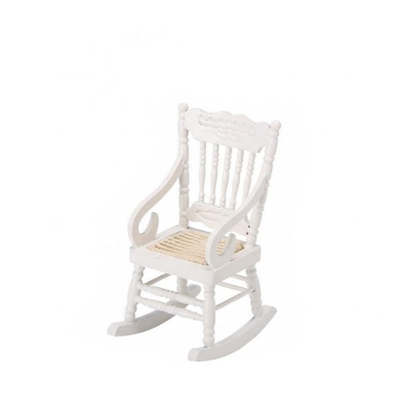 Rushawy 1:12 Scale Rocking Chair Handcrafted Detail Miniature Rocking Chair high Detailed Mini Wooden Rocker for Doll Collectors, Hobbyists, Room Decoration
